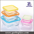 5PCS квадратная стеклянная чаша с различными крышками цвета (GB1409)